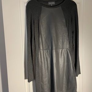 Michael Stars Lambskin and Knit Gray Mini Dress